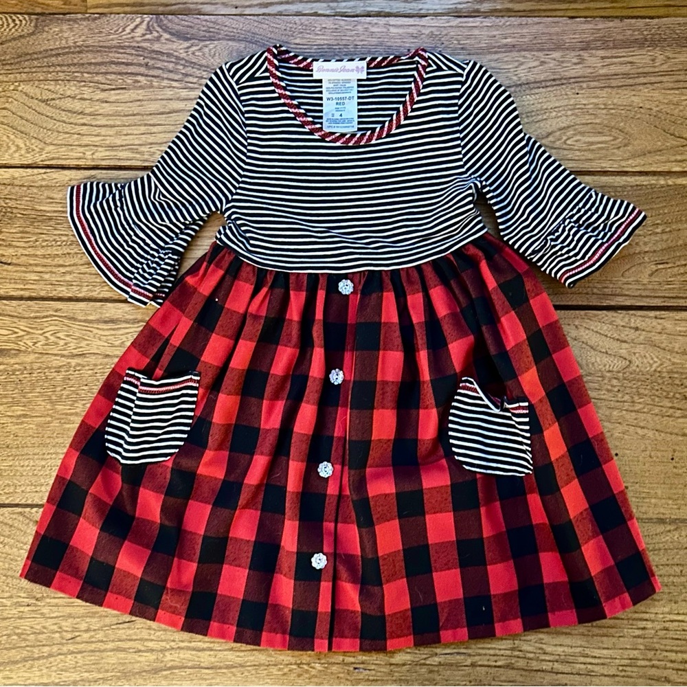 Bonnie Jean Girls Buffalo Plaid Dress size 4T